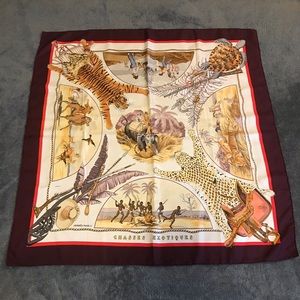 Authentic Hermès Chasses Exotiques Scarf With Box and Bag